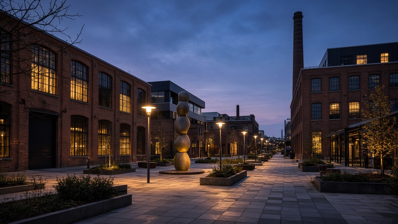 Creatief industrieel district in Eindhoven bij avond